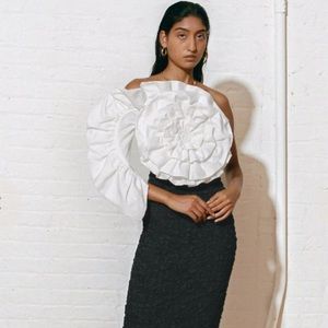 Mara Hoffman Minerva Flower Applique One-Shoulder Top